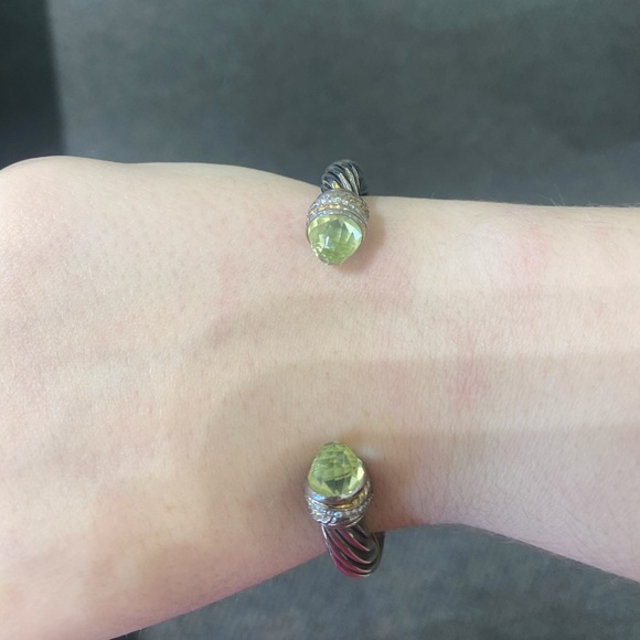 David Yurman Cable Crossover Cuff w/ Prasiolite - Picture 3 of 4
